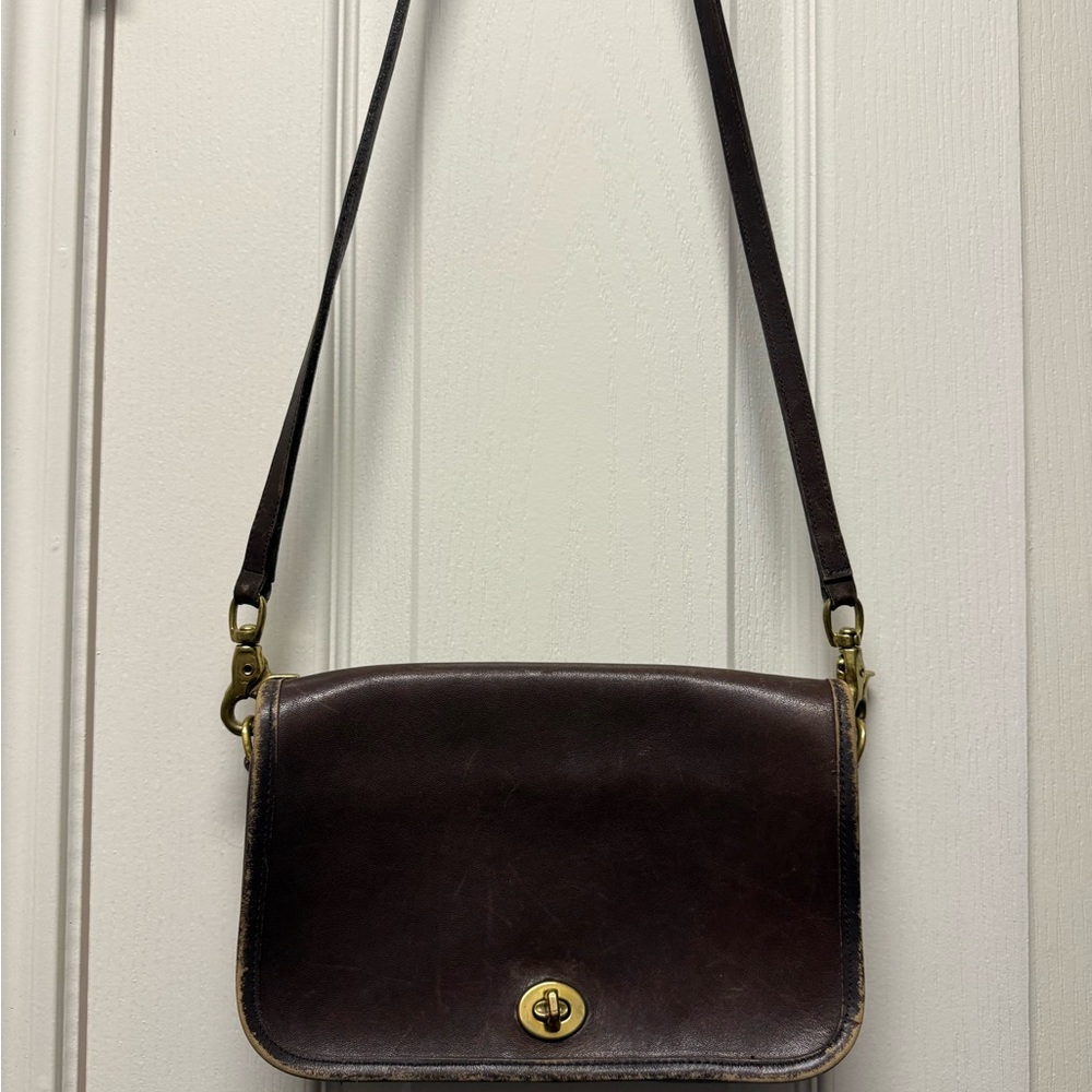 Coach Dark Brown Leather Vintage Crossbody Bag